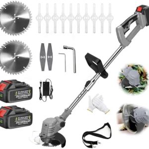 21V Akku Rasentrimmer – 3-in-1 Elektrischer Freischneider mit 2 Batterien für Gartenpflege und Unkrautentfernung